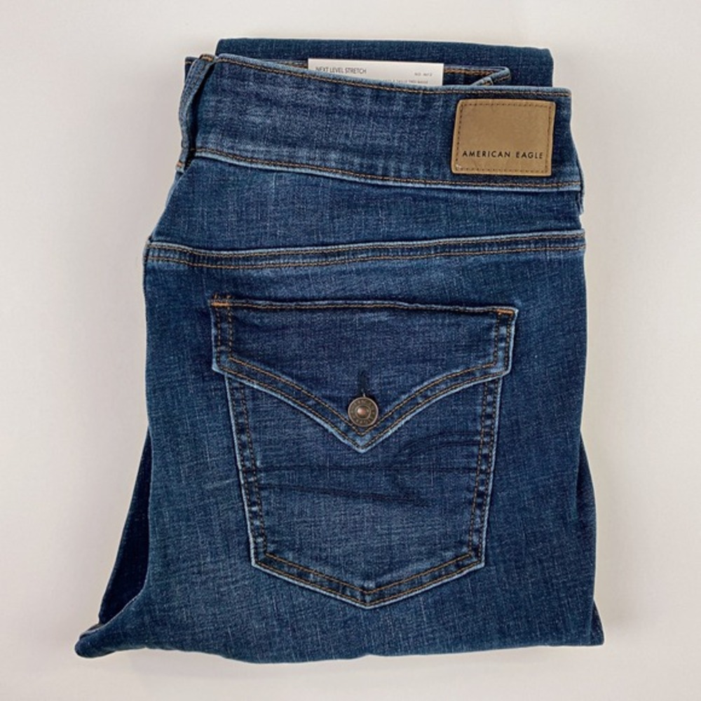 Y2K 00s 90s Low Rise Jeggings Dark Blue Skinny Jeans 16 Flap Pockets Flattering - Picture 7 of 12